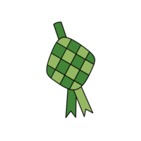 Green ketupat icon flat illustration. Traditional food from Indonesia on eid mubarak png