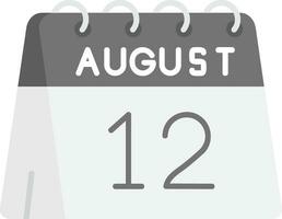12mo de agosto gris escala icono vector