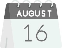 16 de agosto gris escala icono vector