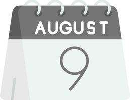 9th of August Grey scale Icon vector