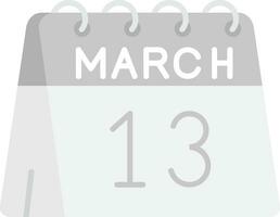 13th of March Grey scale Icon vector