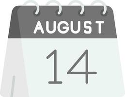 14th of August Grey scale Icon vector