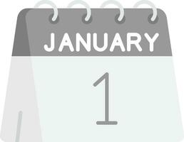 Primero de enero gris escala icono vector