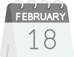 18th of February Grey scale Icon vector