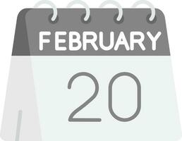 20th of February Grey scale Icon vector