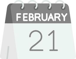 21st of February Grey scale Icon vector