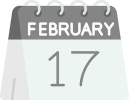 17 de febrero gris escala icono vector