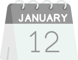 12mo de enero gris escala icono vector