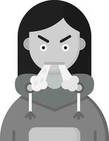Angry Grey scale Icon vector