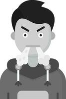 Angry Grey scale Icon vector