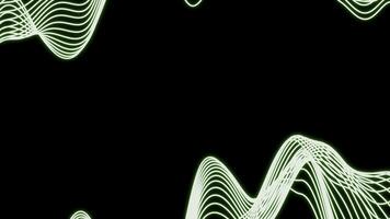 Black background with animation . Design. Green and purple wavy neon rays that appear and disappear in waves. photo