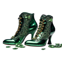 AI generated Green High Heel Shoes On Transparent Background png