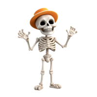 Halloween Skeleton 3D Cartoon No Background Perfect for Print on Demand png