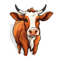 AI generated Cartoon Style Farm Cow Logo Illustration No Background Perfect for Print on Demand Merchandise png