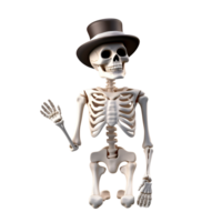 Halloween Skeleton 3D Cartoon No Background Perfect for Print on Demand png