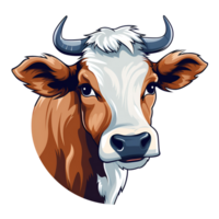 AI generated Cartoon Style Farm Cow Logo Illustration No Background Perfect for Print on Demand Merchandise png