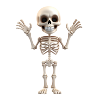 Halloween squelette 3d dessin animé non Contexte parfait pour impression sur demande png