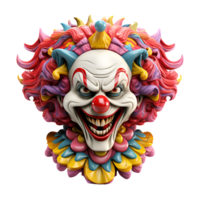 AI generated 3D Scary Clown Face Clown Monster No Background Perfect for Print on Demand png