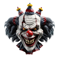 AI generated 3D Scary Clown Face Clown Monster No Background Perfect for Print on Demand png