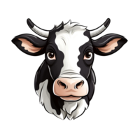 ai generato cartone animato stile azienda agricola mucca logo illustrazione no sfondo Perfetto per Stampa su richiesta merce png
