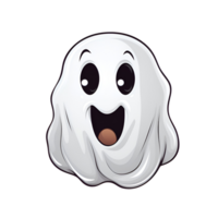 ai generado Víspera de Todos los Santos dibujos animados estilo blanco fantasma fantasma cara fantasma capa No antecedentes Perfecto para impresión en demanda mercancías png