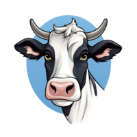 AI generated Cartoon Style Farm Cow Logo Illustration No Background Perfect for Print on Demand Merchandise png