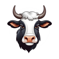 ai généré dessin animé style ferme vache logo illustration non Contexte parfait pour impression sur demande marchandise png