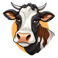 ai généré dessin animé style ferme vache logo illustration non Contexte parfait pour impression sur demande marchandise png