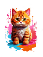 AI generated Orange tabby cat watercolor art on transparent background.Generative AI. png