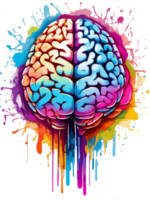 AI generated Brain watercolor art on transparent background.Generative AI. png