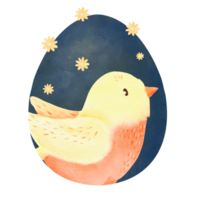 Páscoa aguarela composição apresentando uma primavera pássaro e brilhante laranja flores silvestres contra uma Sombrio fundo. para criando festivo e vibrante desenhos, para cartões, impressões, e têxtil formulários png