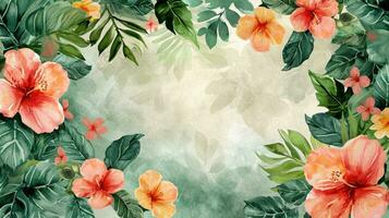 AI generated Watercolor flowers, lush greenery, and intricate patterns form a sophisticated spring backdrop photo