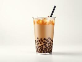 AI generated bubble tea drink on table with straw photo