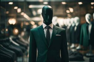 AI generated a suit mannequin in a store photo