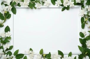 AI generated a white background covered in daisies photo