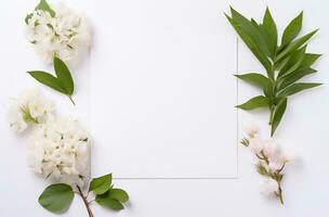 AI generated a white background covered in daisies photo