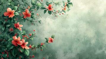 AI generated Watercolor flowers, lush greenery, and intricate patterns form a sophisticated spring backdrop photo