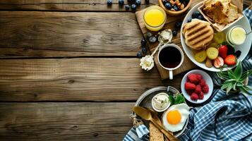 AI generated beautiful advertisment photo of morning breakfast with copy space