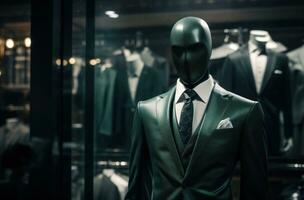 AI generated a suit mannequin in a store photo