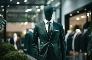 AI generated a suit mannequin in a store photo