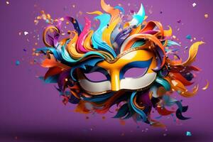 AI generated beautiful masquerade mask tossed in the air photo