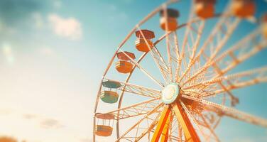 AI generated beautiful ferris wheel with blue sky photo