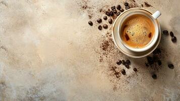 AI generated beautiful advertisment photo of morning coffee with copy space