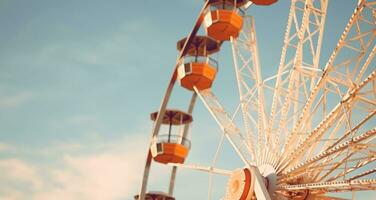 AI generated beautiful ferris wheel with blue sky photo