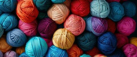 AI generated many colorful yarn balls are sitting in a pile photo