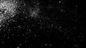 Abstract white dust particles floating on black background, monochrome. Animation. White dynamic motion of abstract snow. photo