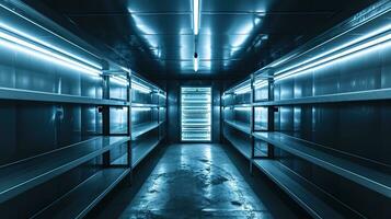AI generated Generative AI, Temperature-controlled refrigerated storage, cold warehouse, commercial refrigeration equipment photo