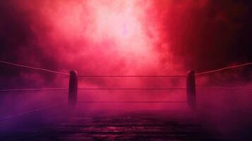 AI generated Generative AI, professional boxing ring with spotlights and smokey background, martial arts sport photo