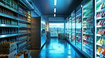 AI generated Generative AI, Temperature-controlled refrigerated storage, cold warehouse, commercial refrigeration equipment photo