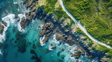 ai generado generativo ai, aéreo ver de laberinto vías fluviales, zumbido foto, hermosa paisaje foto